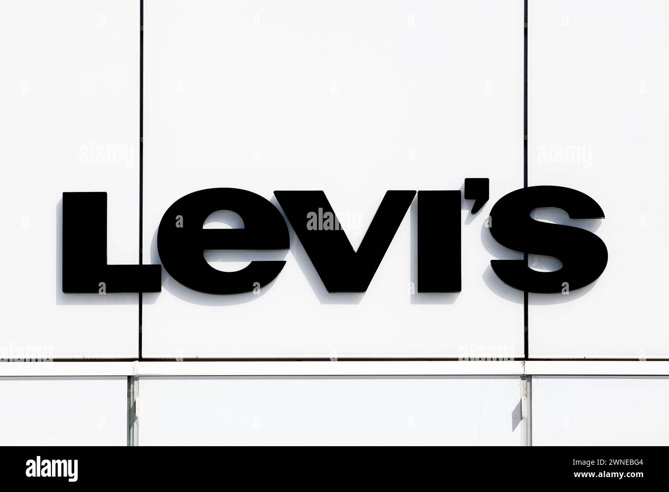 Villefontaine, France - September 13, 2019: Levi Strauss logo on a wall. Levi Strauss founded in 1853, is a privately held American clothing company Stock Photo