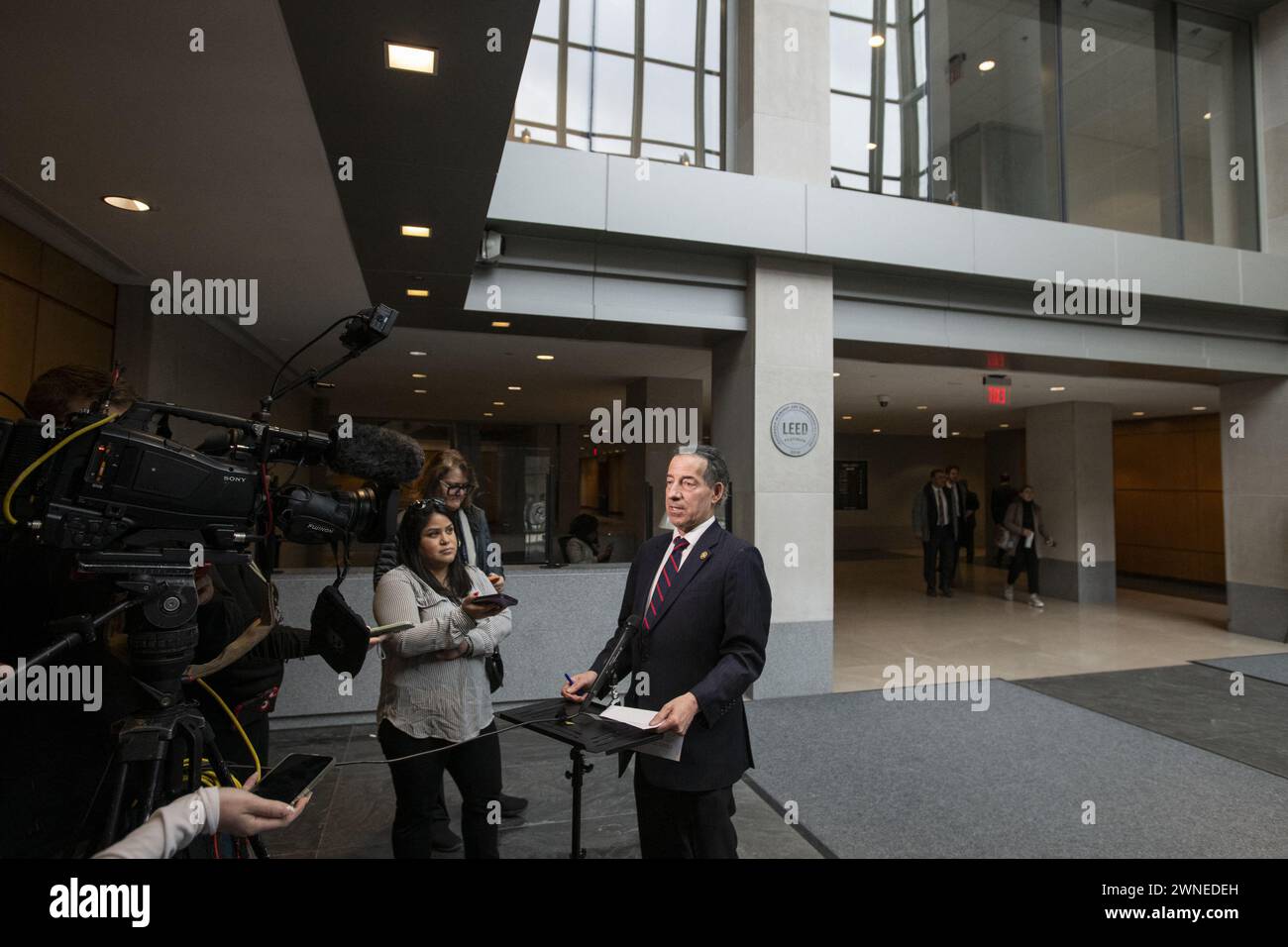 Washington, United States. 30th Jan, 2024. United States Representative Jamie Raskin (Democrat of Maryland), Ranking Member, US House Committee on Oversight and Accountability offers remarks while the House Committee on Oversight, Judiciary, and Ways & Means impeachment inquiry against United States President Joe Biden is under way at the Thomas P. O'Neill Jr. House Office Building in Washington, DC, USA, on January 30, 2024. Photo by Rod Lamkey/CNP/ABACAPRESS.COM Credit: Abaca Press/Alamy Live News Stock Photo