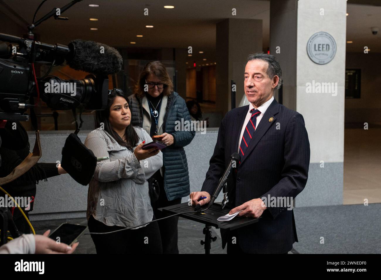 Washington, United States. 30th Jan, 2024. United States Representative Jamie Raskin (Democrat of Maryland), Ranking Member, US House Committee on Oversight and Accountability offers remarks while the House Committee on Oversight, Judiciary, and Ways & Means impeachment inquiry against United States President Joe Biden is under way at the Thomas P. O'Neill Jr. House Office Building in Washington, DC, USA, on January 30, 2024. Photo by Rod Lamkey/CNP/ABACAPRESS.COM Credit: Abaca Press/Alamy Live News Stock Photo