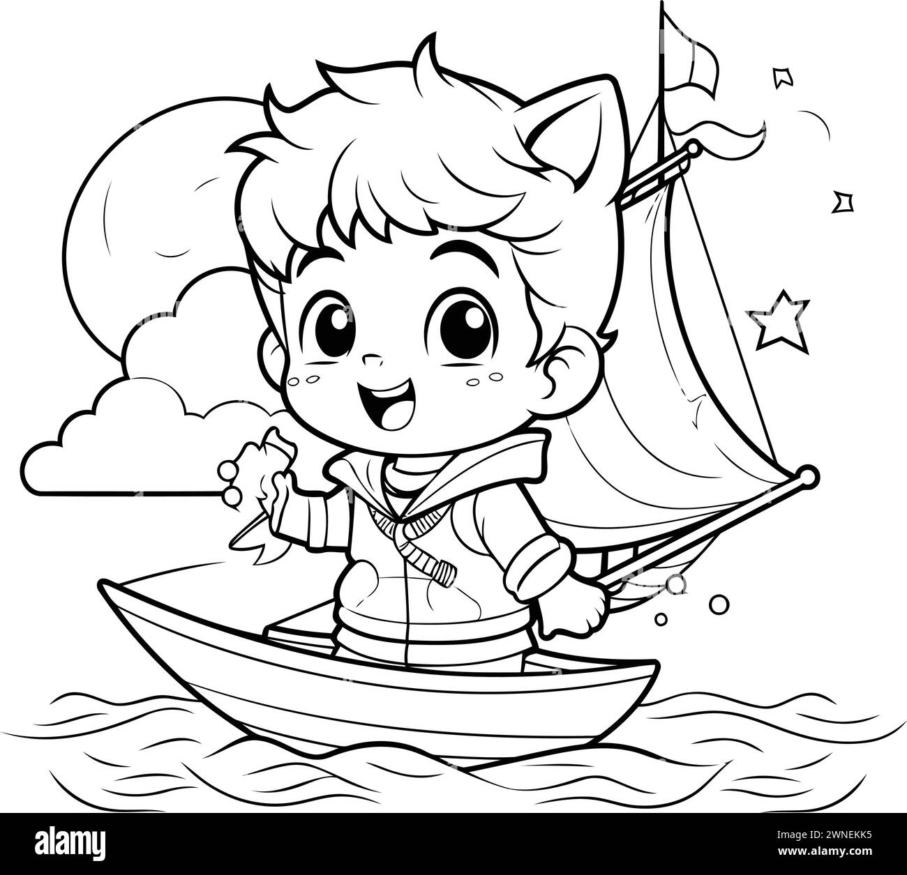Boat coloring page Cut Out Stock Images & Pictures - Alamy