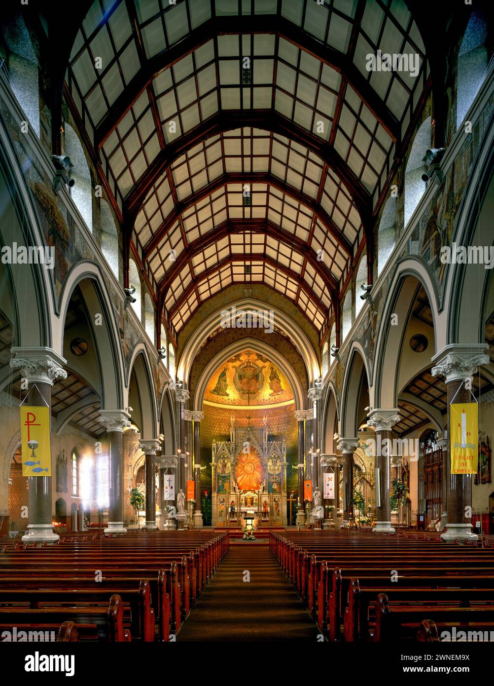 Interior of Clonard Roman Catholic Church, West Belfast, Northern Ireland Stock Photo