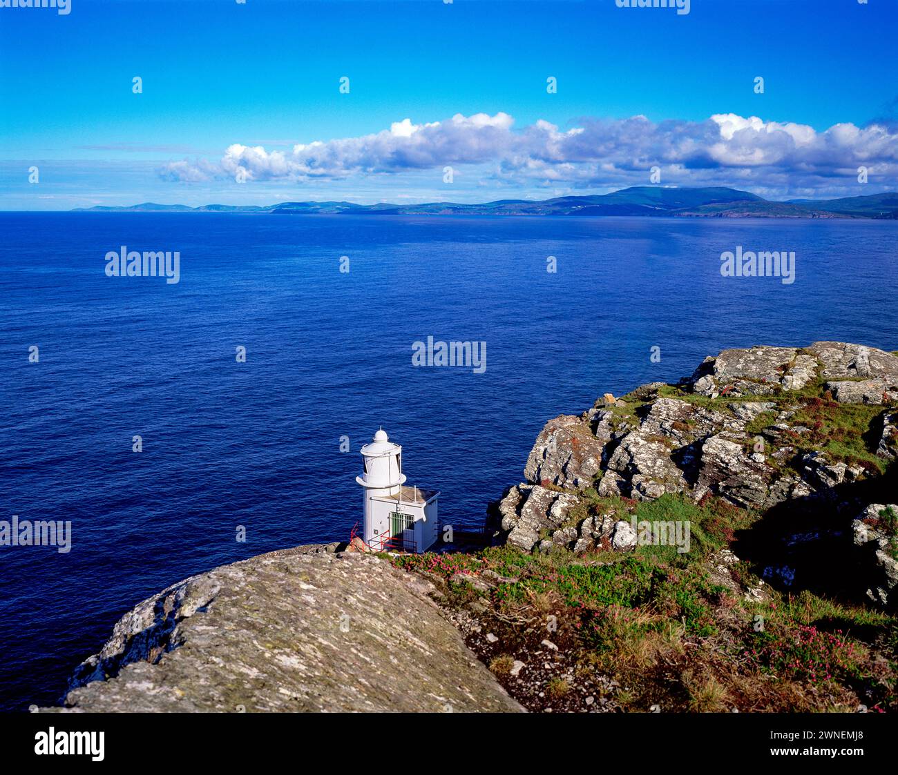 Sheep's Head Lighthouse looking out over Bantry Bay towards the Beara Peninsula, County Cork, Ireland Stock Photo