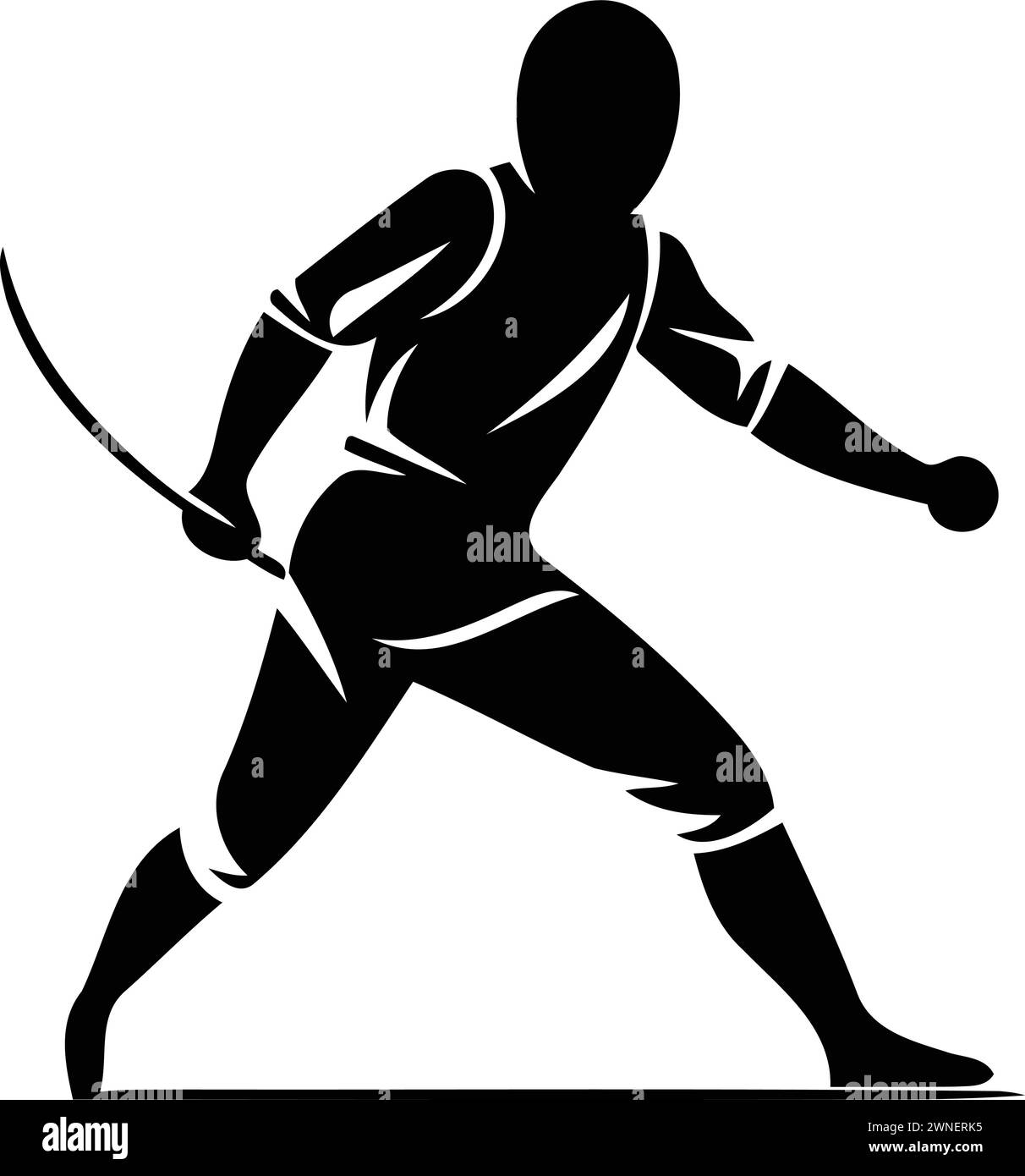 Silhouette of a fencer on a white background. Vector illustration Stock Vector