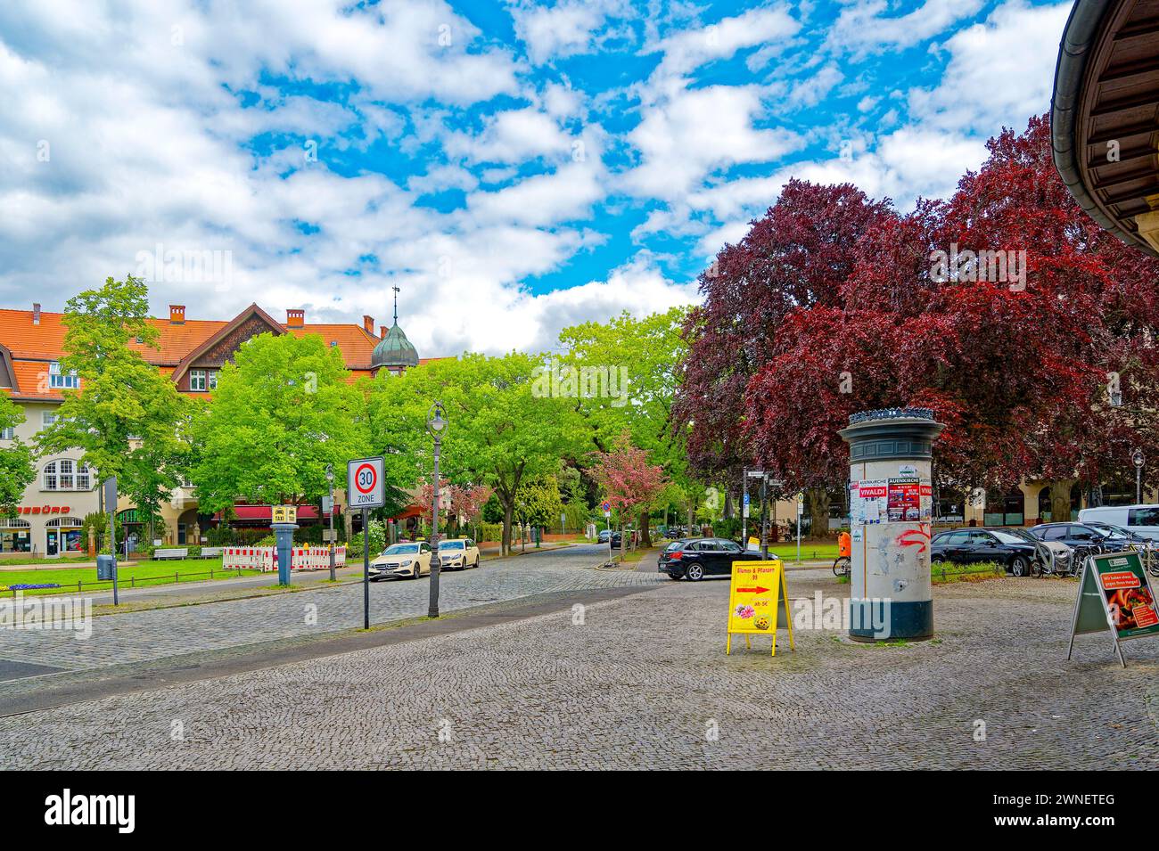 Berlin, Germany - May 13, 2020: Street scene with historic buildings at ...