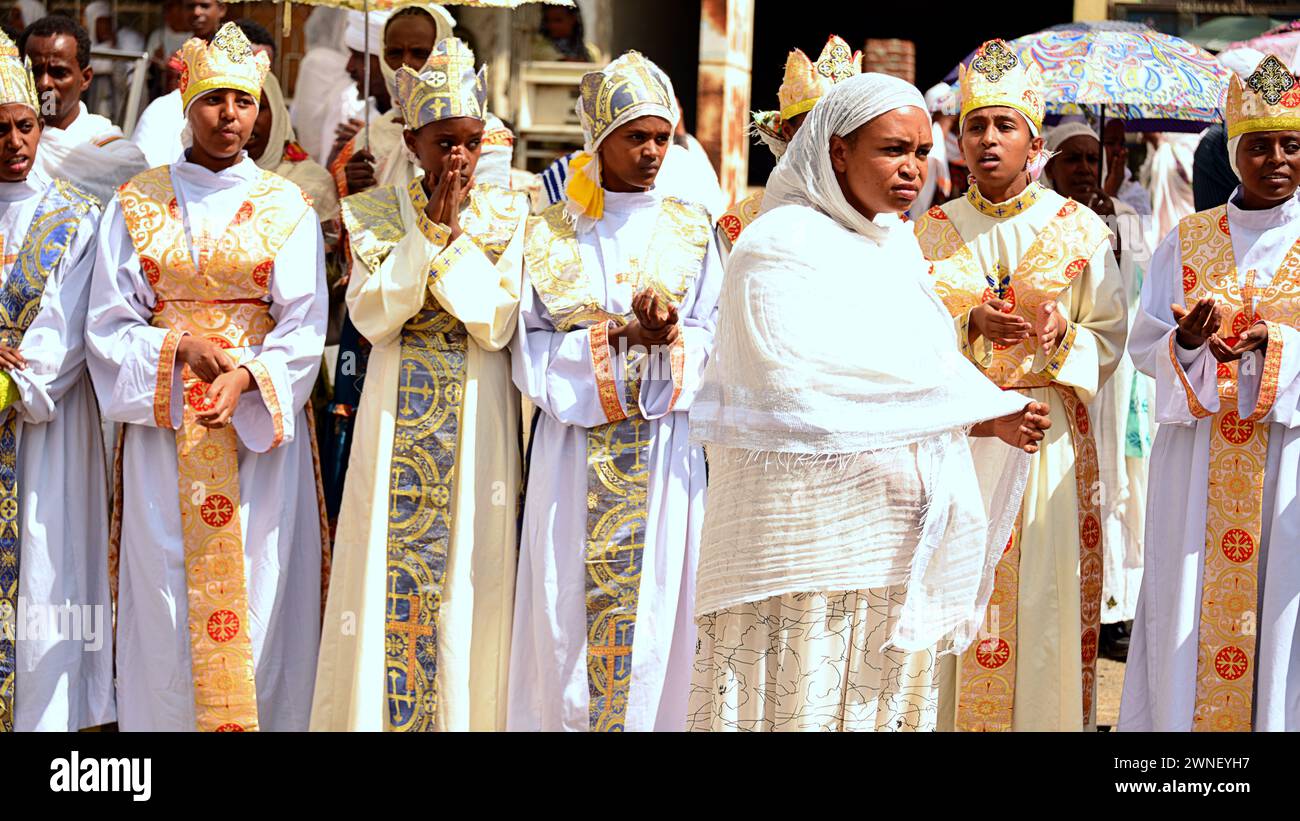 Timkat-Epiphany, is the most important religious holiday for the Coptic Orthodox Church, the baptism of Jesus Stock Photo