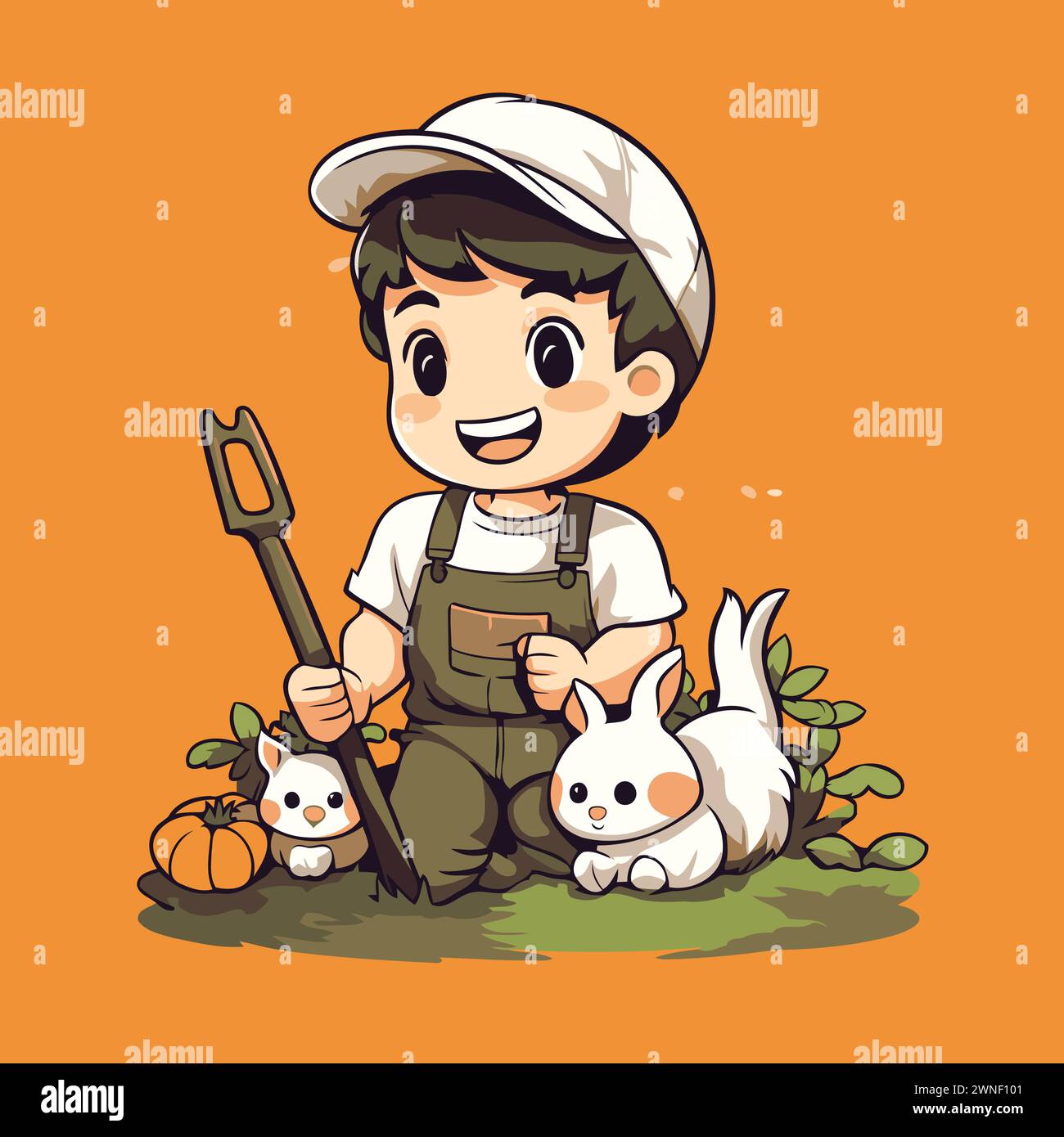 Farmer rabbit Stock Vector Images - Alamy