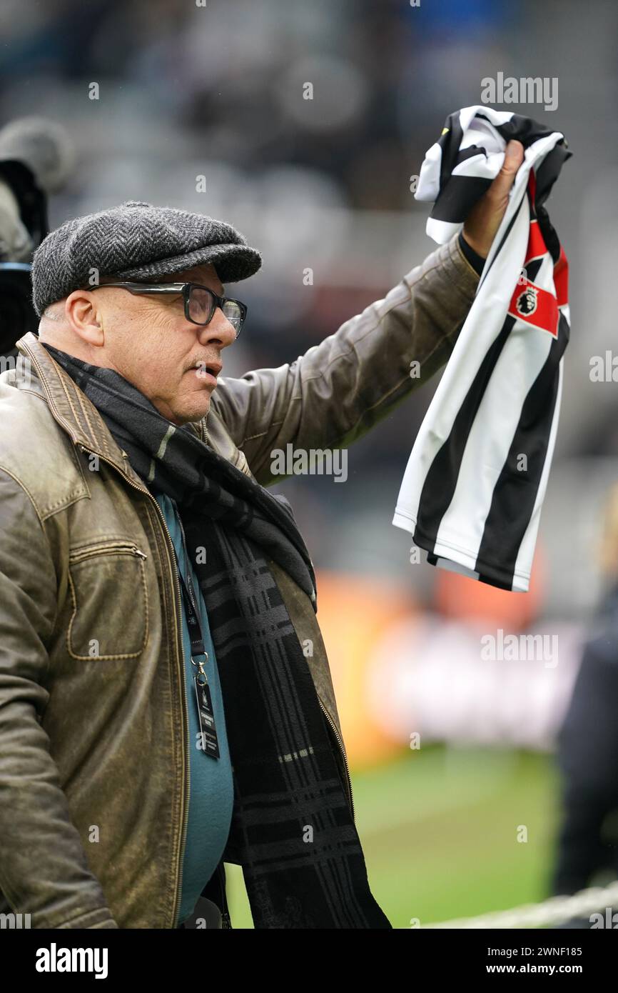 Singer-songwriter Mark Knopfler poses for photographers at the ground ahead of the Premier League match at St. James' Park, Newcastle upon Tyne. Picture date: Saturday March 2, 2024. Stock Photo