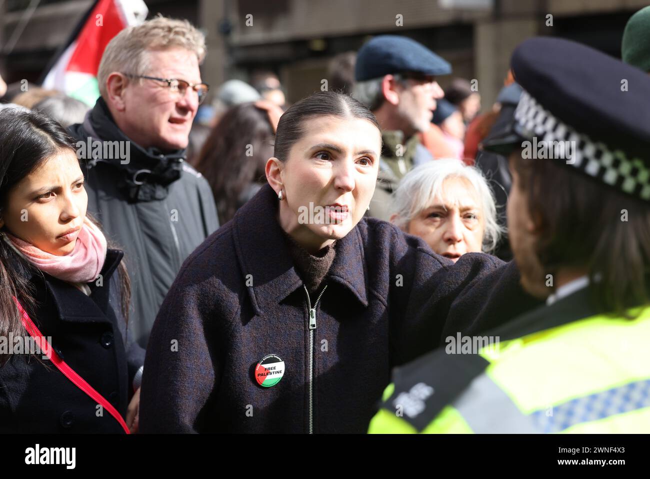 London, UK, 2nd March 2024. Pro-Palestinian marches continued, after PM Rishi Sunak said that democracy was being theatened by extremists. There was a high police presence for Camden's march down Tottenham Court Road in central London to a rally outside Barclays Bank who are said to arm Israel. All passed off peacefully without a single arrest. Credit : Monica Wells/Alamy Live News Stock Photo