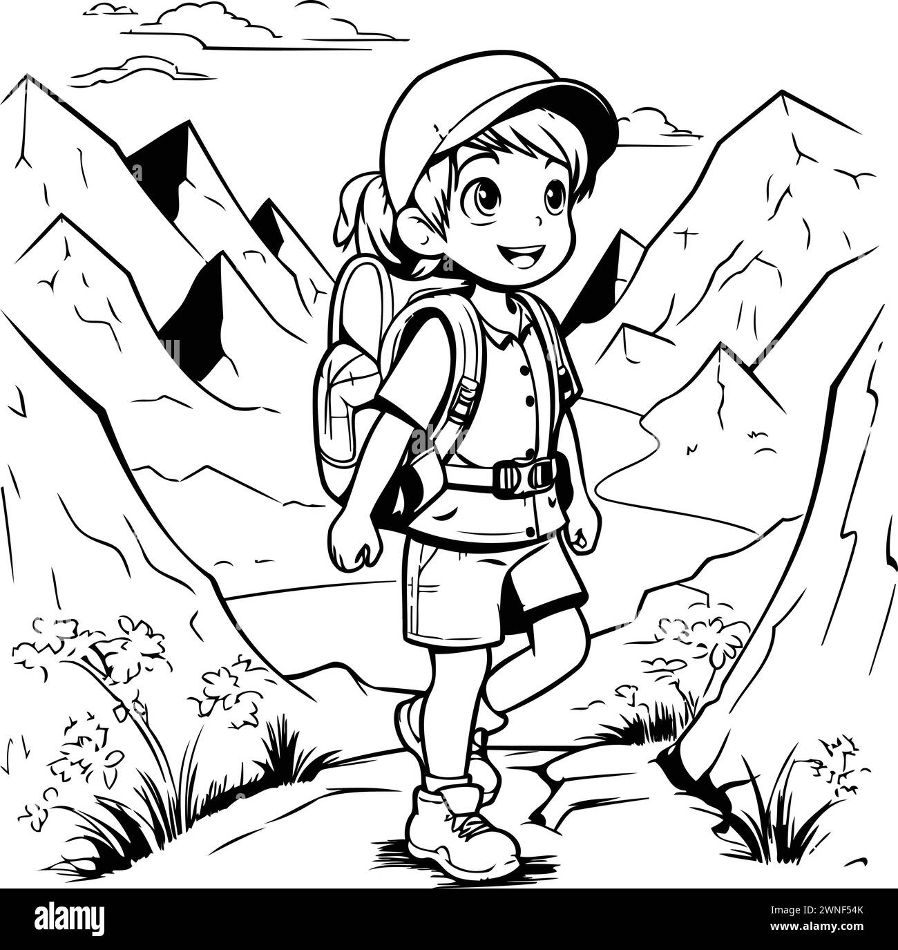 Mountains drawing child Black and White Stock Photos & Images - Alamy