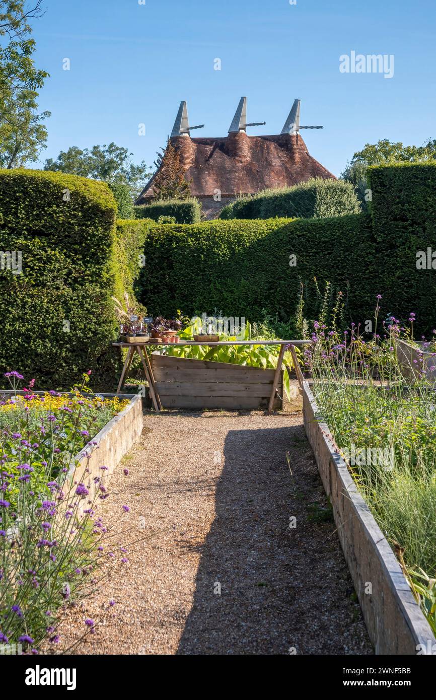 The newly restored Oast House at Great Dixter, East Sussex, UK. Built in the 19th century and adjoins the medieval barn which has also been restored. Stock Photo