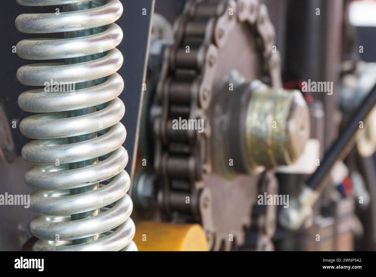 Big and hard steel spring as part and detail of industrial or ...