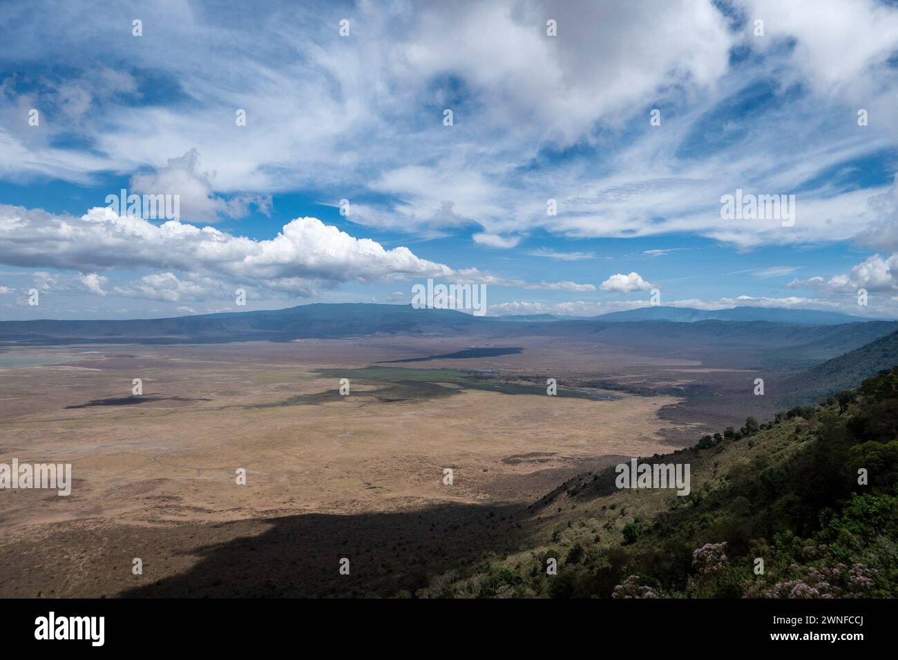 Ngorongoro, Tanzania, October 25, 2023. Aerial view of the interior of the crater Stock Photo