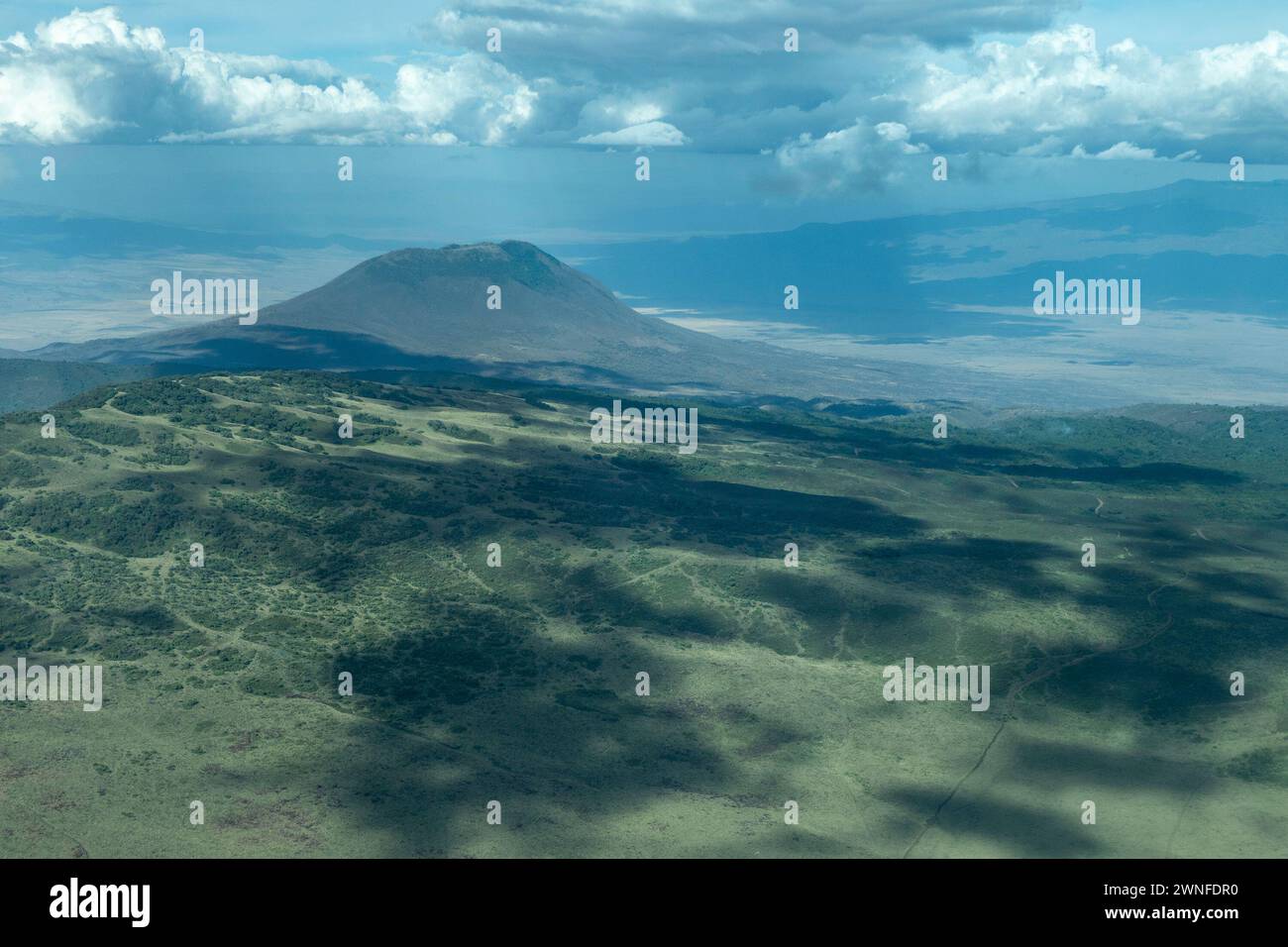 Serengeti, Tanzania, October 29, 2023. Serengeti plain seen from an airplane Stock Photo