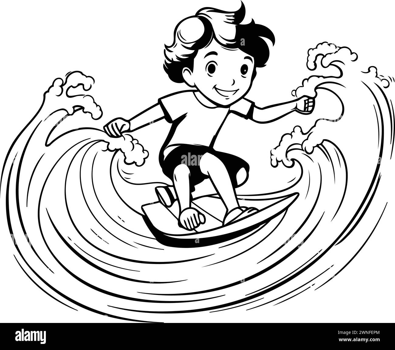 Surfing illustration book Black and White Stock Photos & Images - Alamy