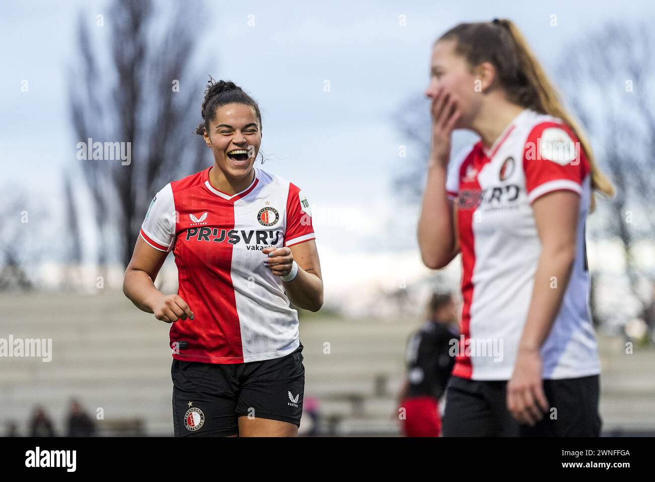 Rotterdam, Netherlands. 02nd Mar, 2024. Rotterdam - Jada Conijnenberg of Feyenoord V1 celebrates the 2-0 during the match between Feyenoord V1 v Excelsior V1 at Nieuw Varkenoord on 2 March 2024 in Rotterdam, Netherlands. Credit: box to box pictures/Alamy Live News Stock Photo