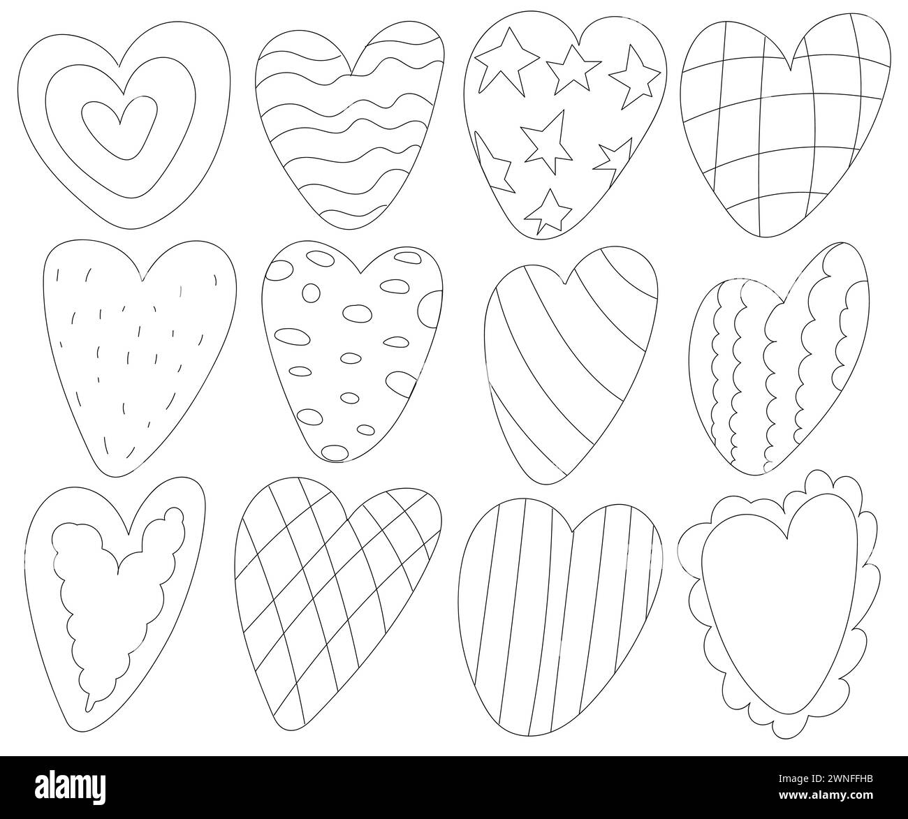 Simple doodle hearts set. Hand drawn heart isolated on white background ...