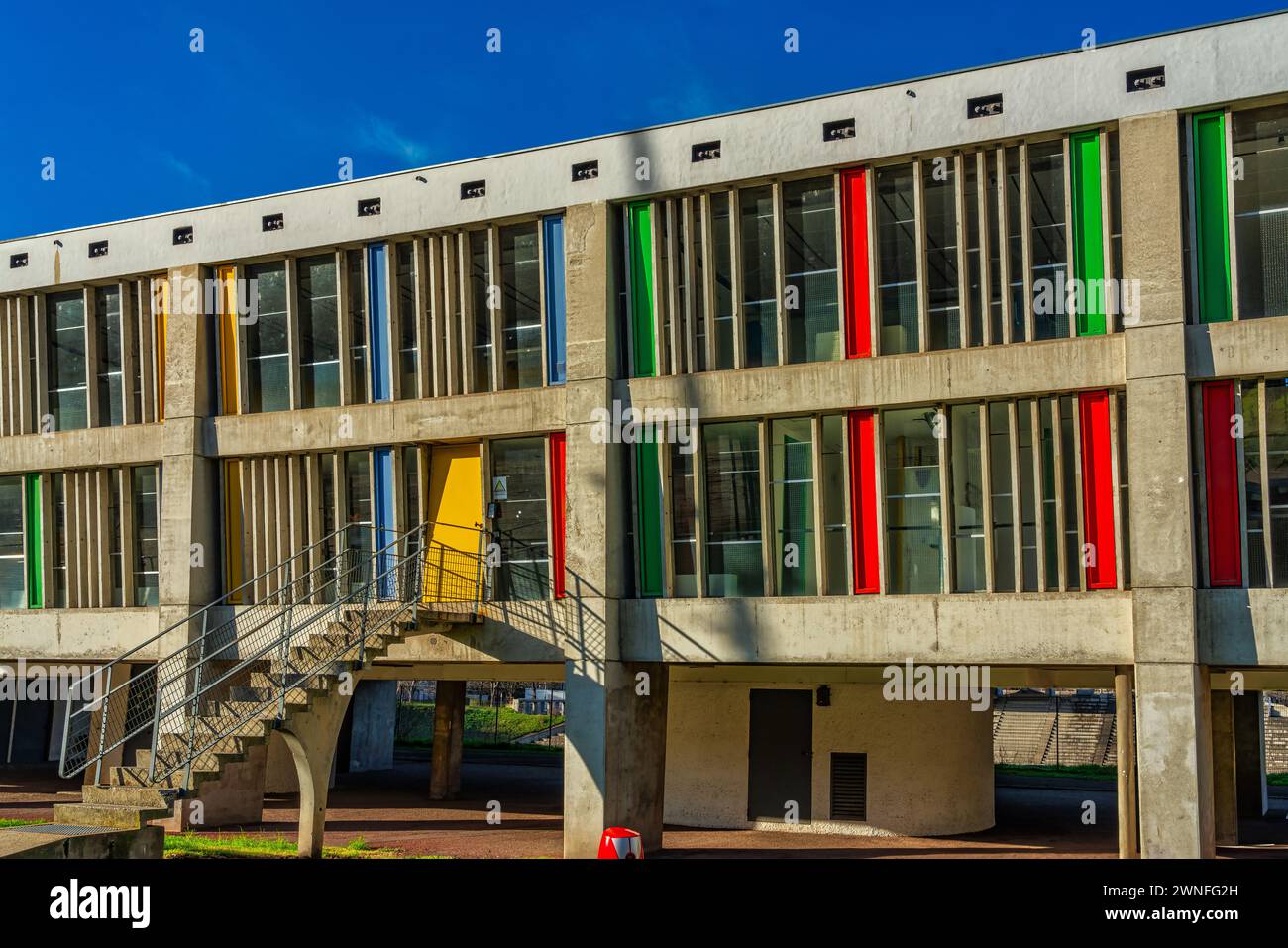 The Maison de la Culture of Firminy, by architect Le Corbusier, has become part of the international network of sites recognized by the UN. Firminy Stock Photo