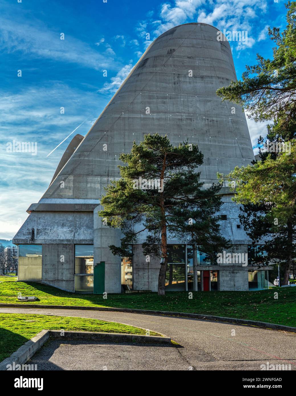 Saint-Pierre Church in Firminy-Vert, an architectural work by architect Le Corbusier. Firminy, Saint-Étienne, Loire department, France Stock Photo