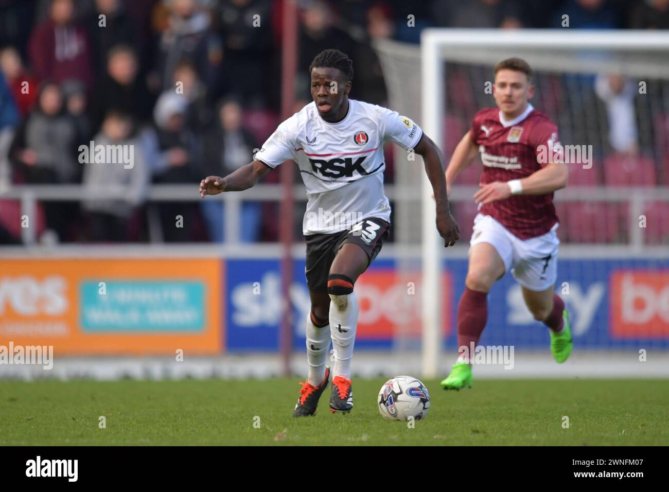Northampton, England. 2nd Mar 2024. Karoy Anderson of Charlton Athletic during the Sky Bet EFL League One fixture between Northampton Town and Charlton Athletic. Kyle Andrews/Alamy Live News Stock Photo