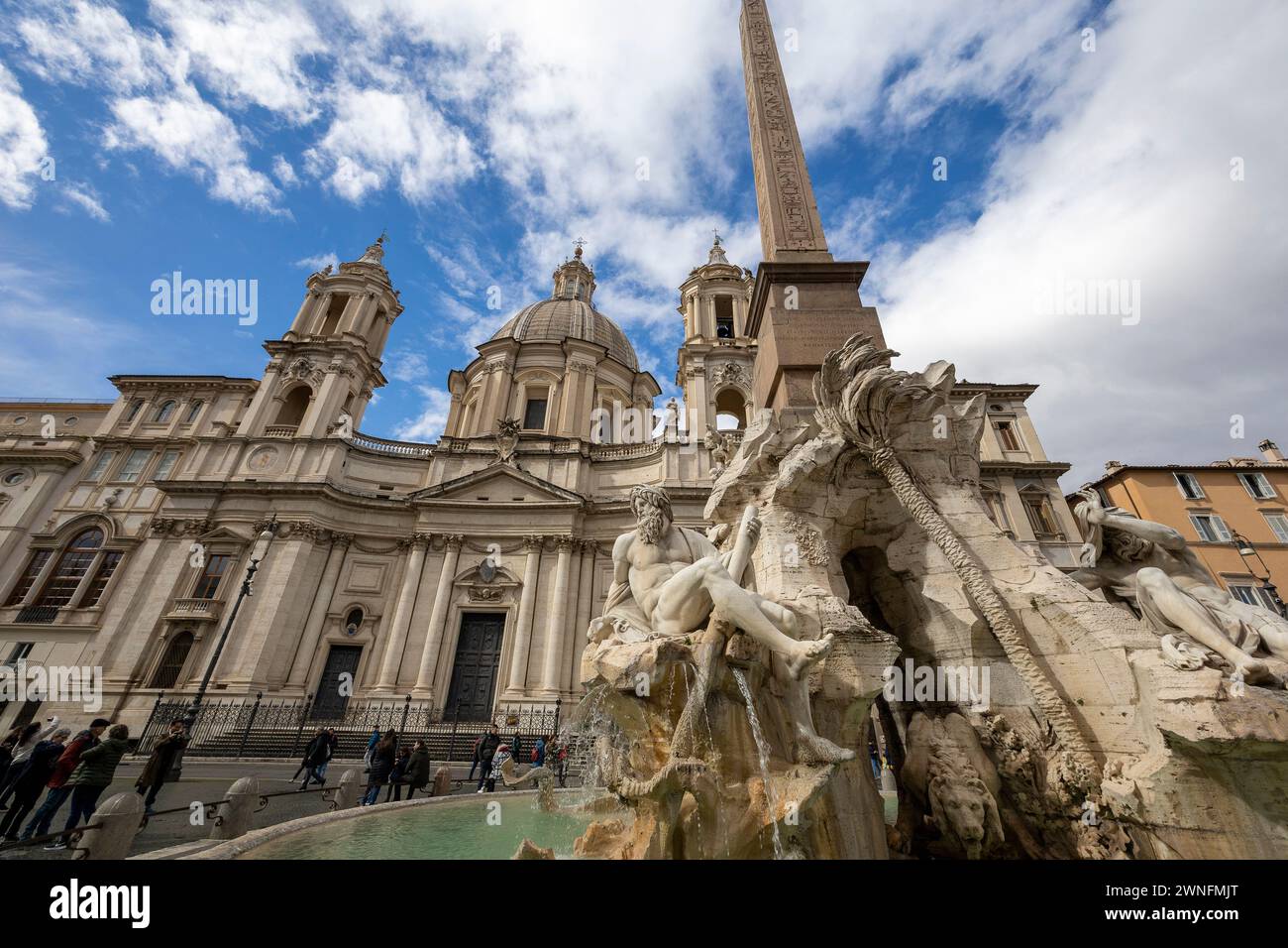 Rome, Italy - March 03, 2023 - The Fountain of the Four Rivers with the ...