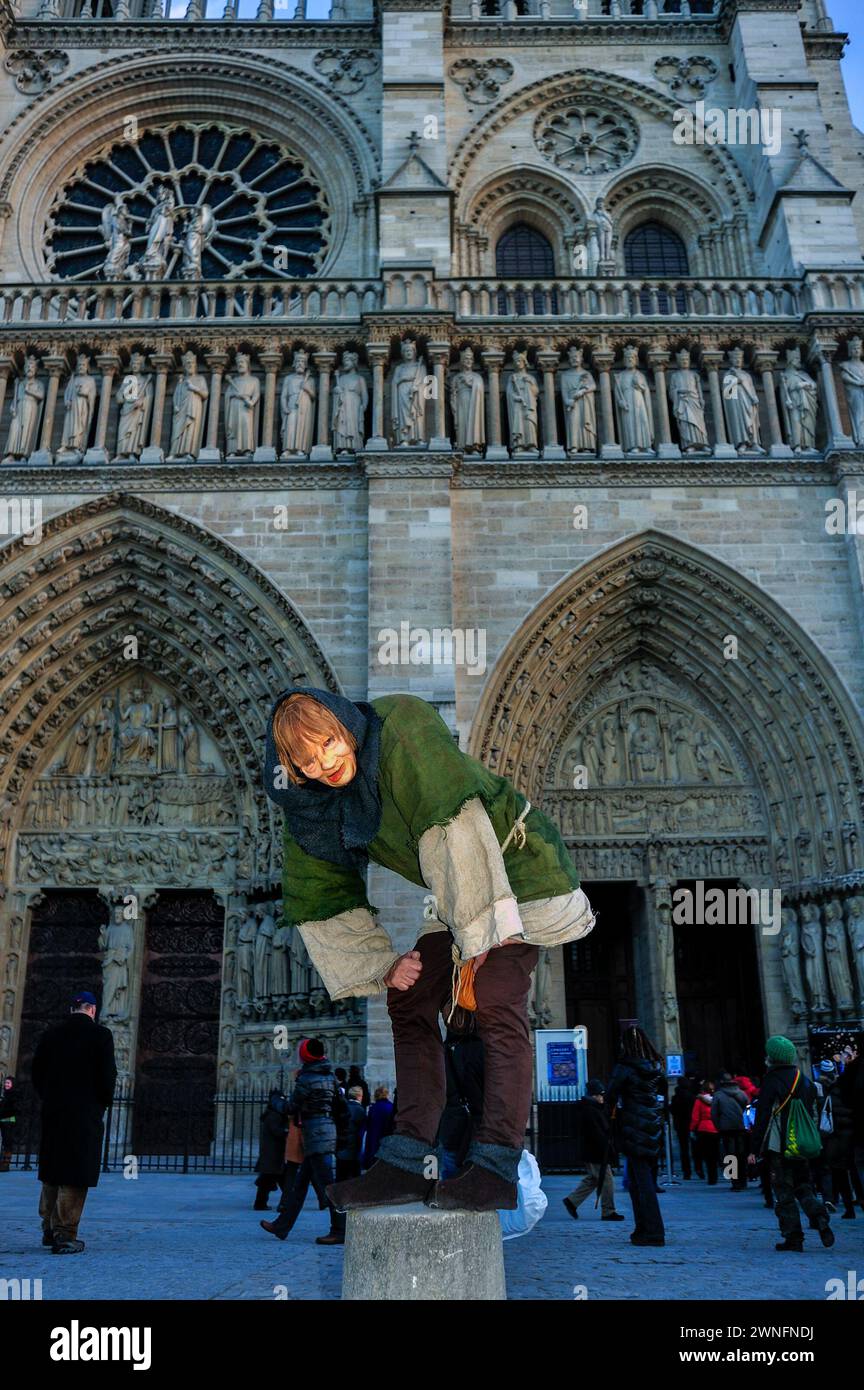 Paris, France, Notre Dame Cathedral, Front Facade with Hunchback of