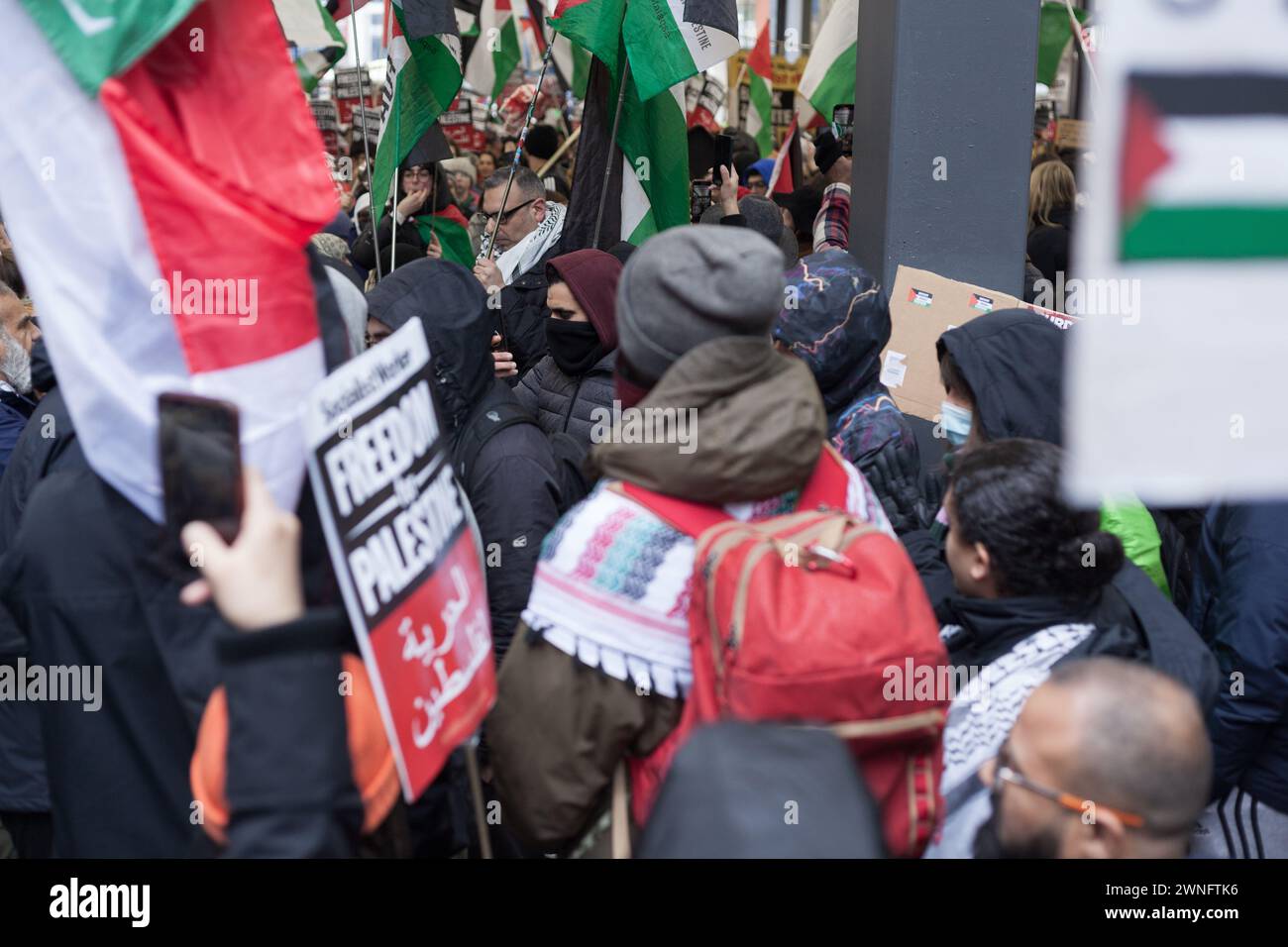 Pro Palestinian Protesters demonstrating in Manchester UK against the Israeli war on Gaza Palestine Stock Photo