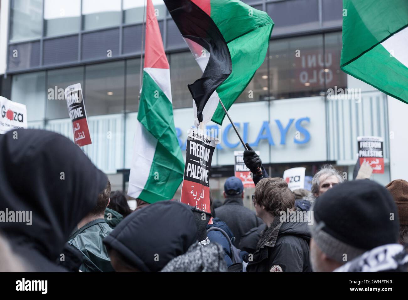 Pro Palestinian Protesters demonstrating in Manchester UK against the Israeli war on Gaza Palestine Stock Photo