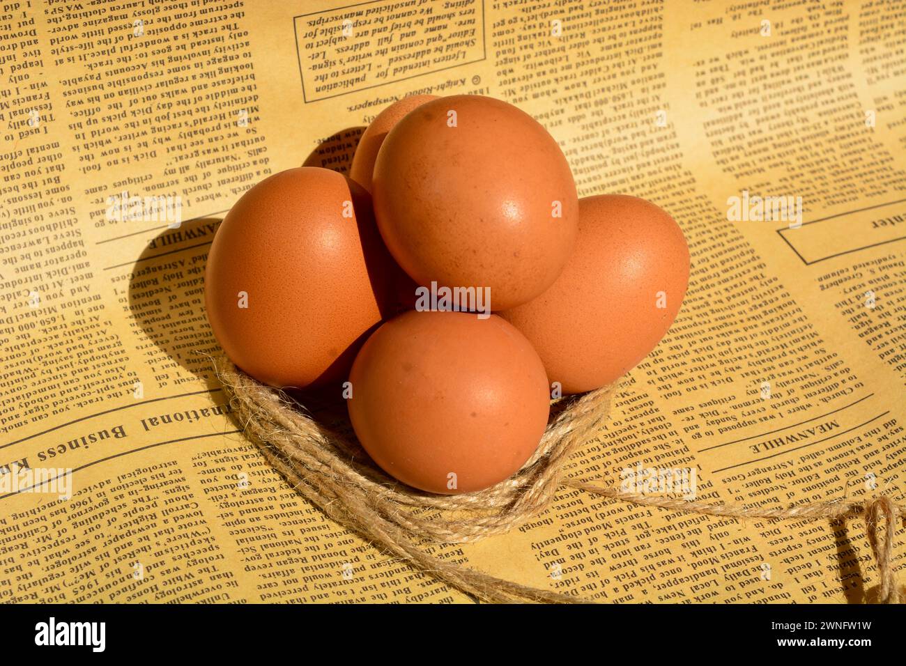 May 25, 2023, Photo of 3 chicken eggs arranged with copyspace for template, Wonosobo, Indonesia Stock Photo