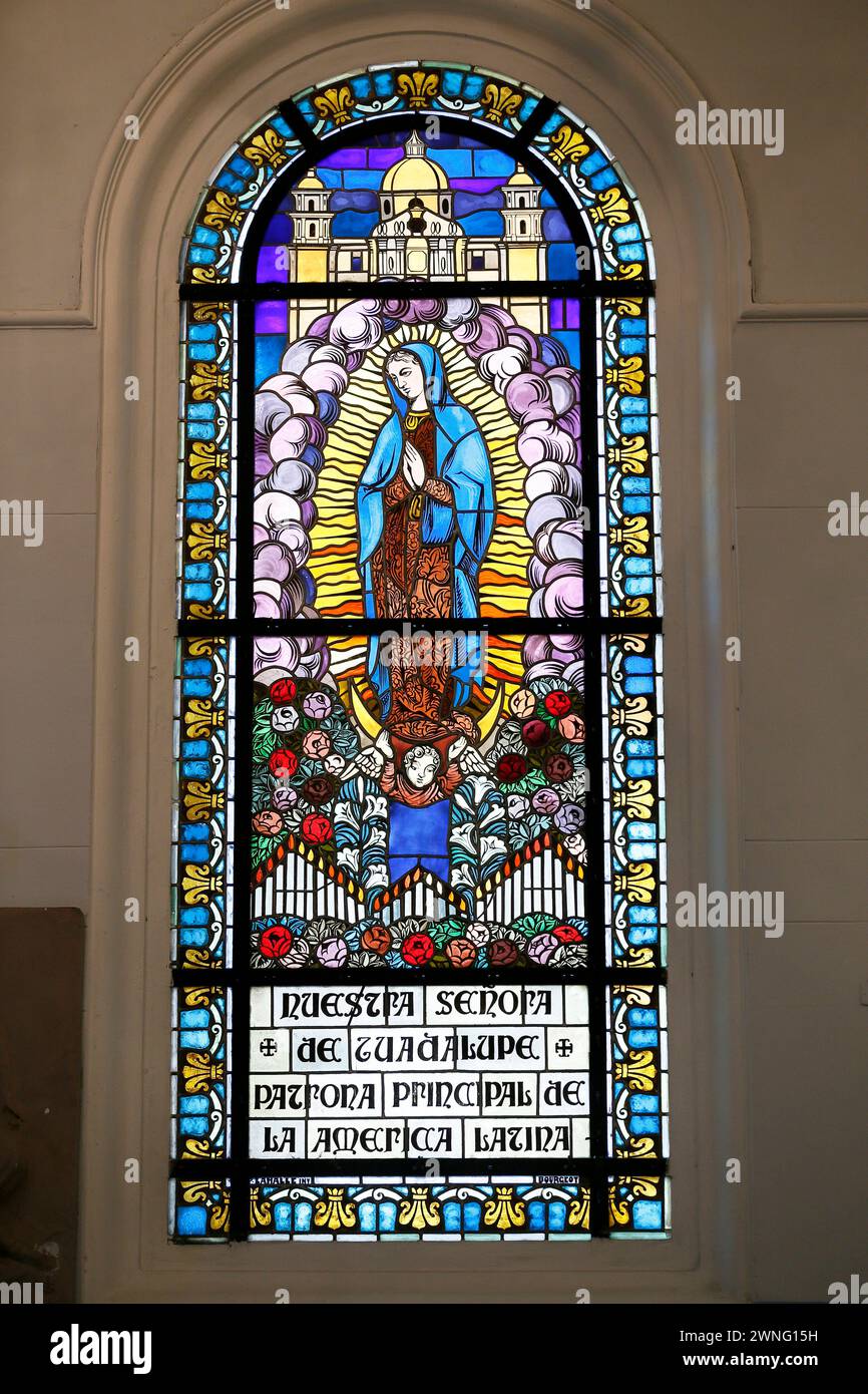 Caracas, Venezuela - may 06, 2014 - stained glass inside of the Caracas Cathedral of Saint Anne, located on the Plaza Bolívar. Its chapel of the Holy Stock Photo
