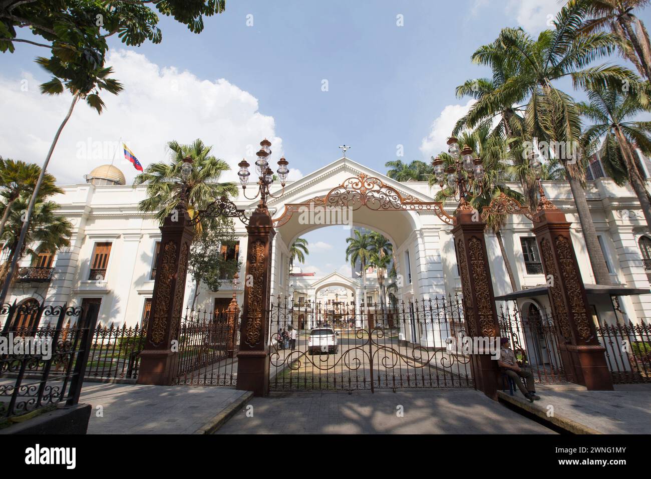 Caracas, Venezuela - may 06, 2014 - entrance to the  Palacio Federal Legislativo or Capitolio Federal is a set of buildings that house the legislative Stock Photo