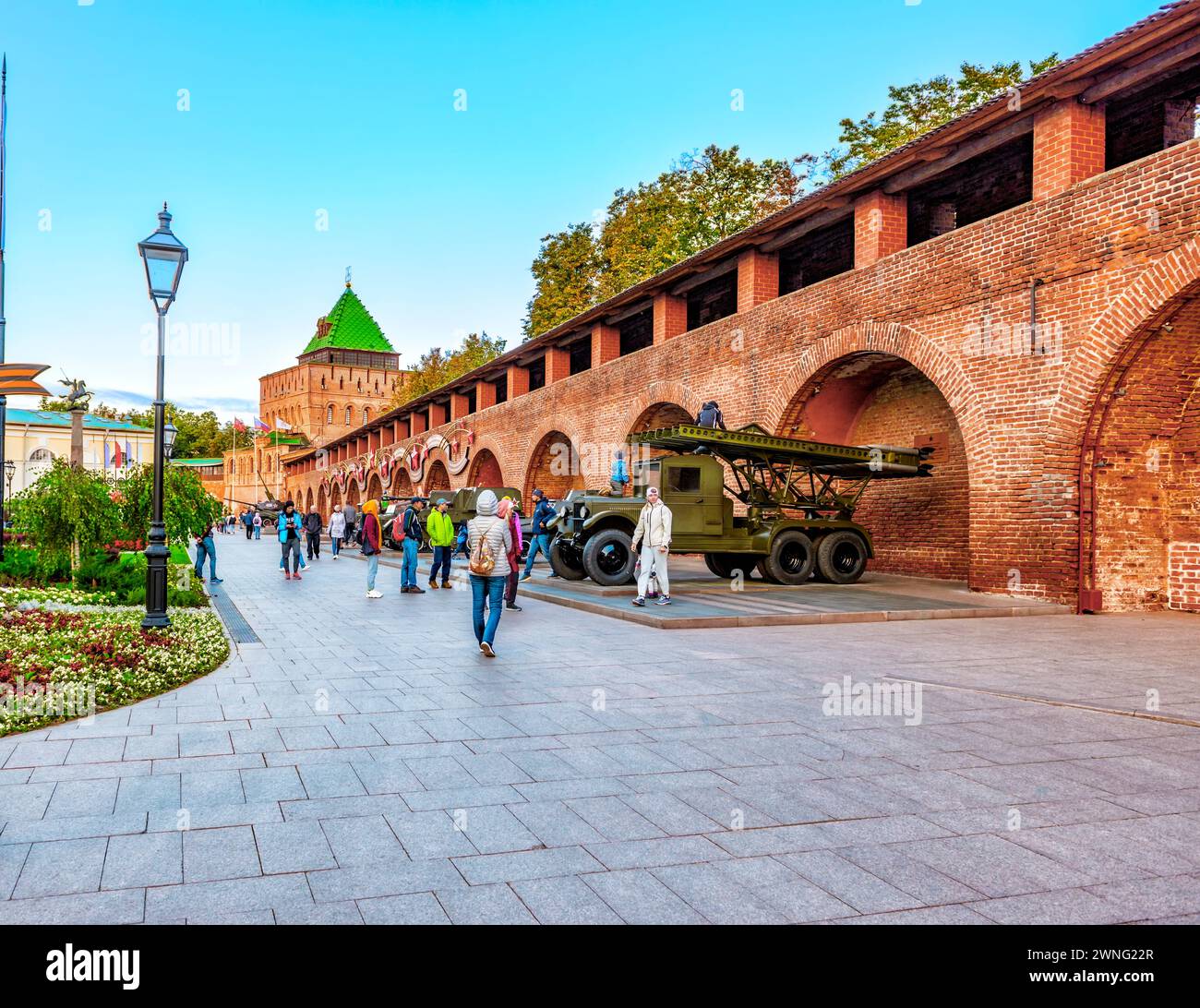 Exhibition of military equipment of the Second World War in the Nizhny Novgorod Kremlin Stock Photo