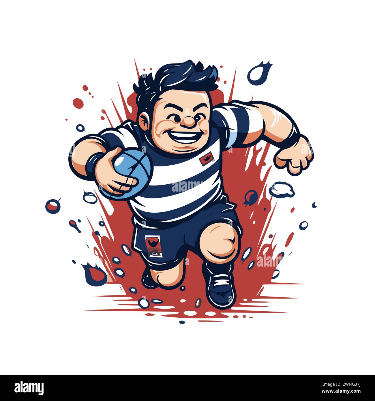 Vector illustration of a rugby player running with ball in his hand. Stock Vector
