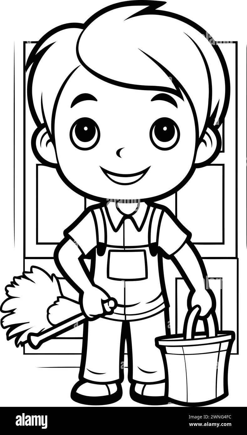Black white cartoon illustration maid Stock Vector Images - Alamy