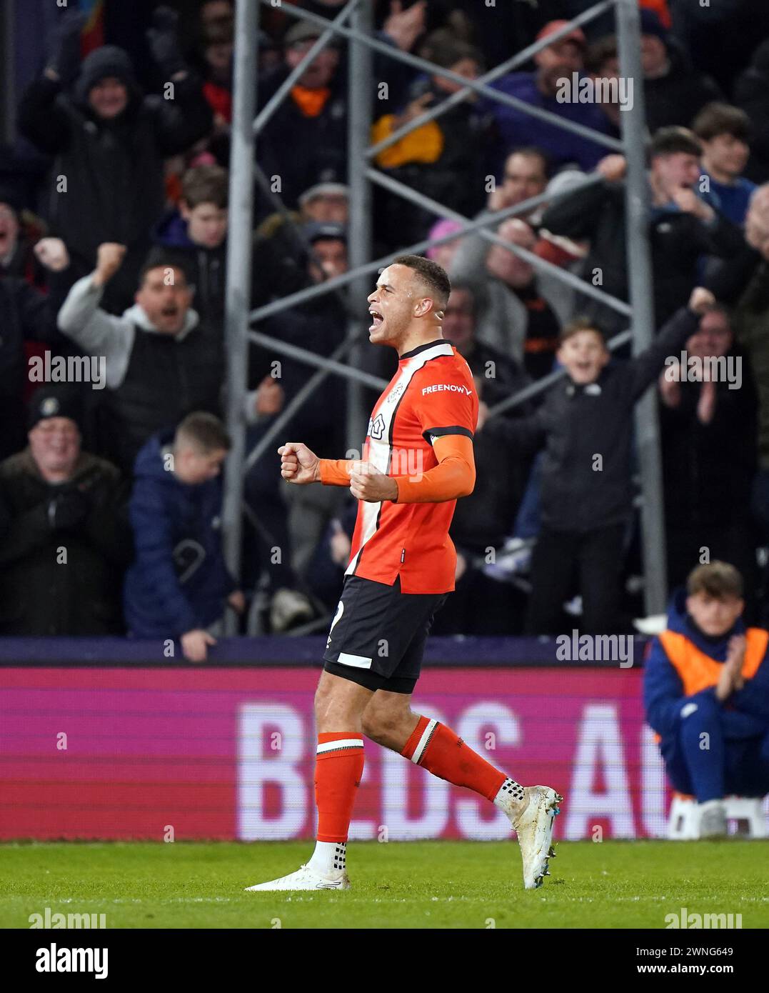 Luton Town's Carlton Morris celebrates scoring their side's second goal of the game during the Premier League match at Kenilworth Road, Luton. Picture date: Saturday March 2, 2024. Stock Photo
