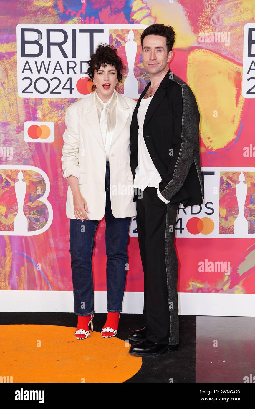 Annie Mac and Nick Grimshaw attending the Brit Awards 2024 at the O2 Arena, London. Picture date: Saturday March 2, 2024. Stock Photo