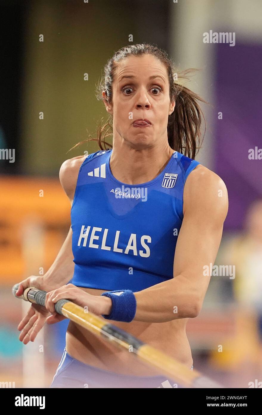 Greece's Aikaterini Stefanidi taking part in women's pole vault final