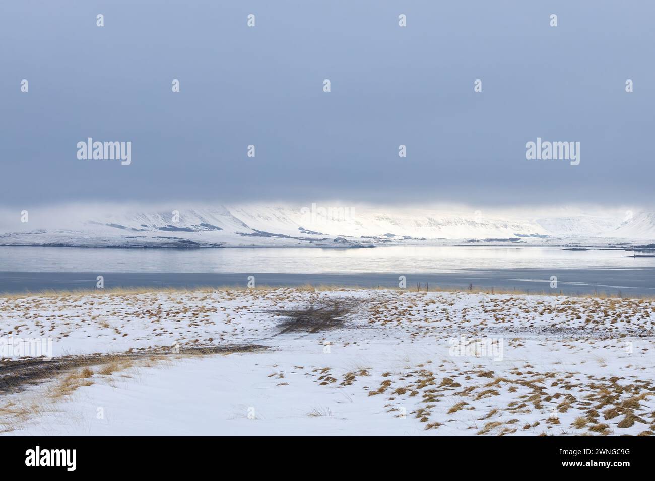 scenic view of Open gap in dense clouds Stock Photo