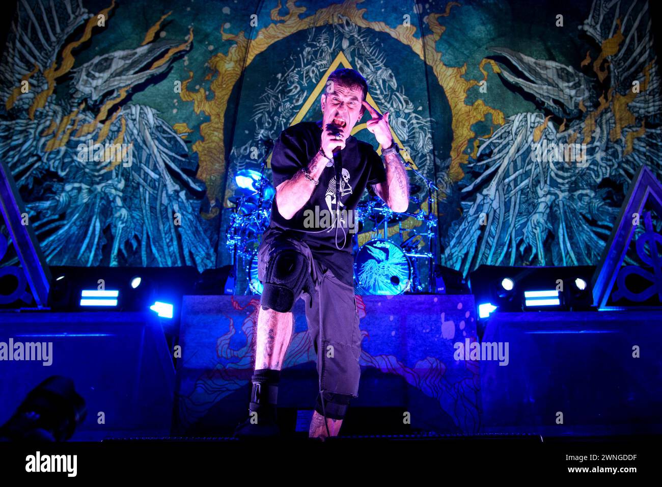 Randy Blythe of American heavy metal band, Lamb of God, performs at Scotiabank Arena in Toronto