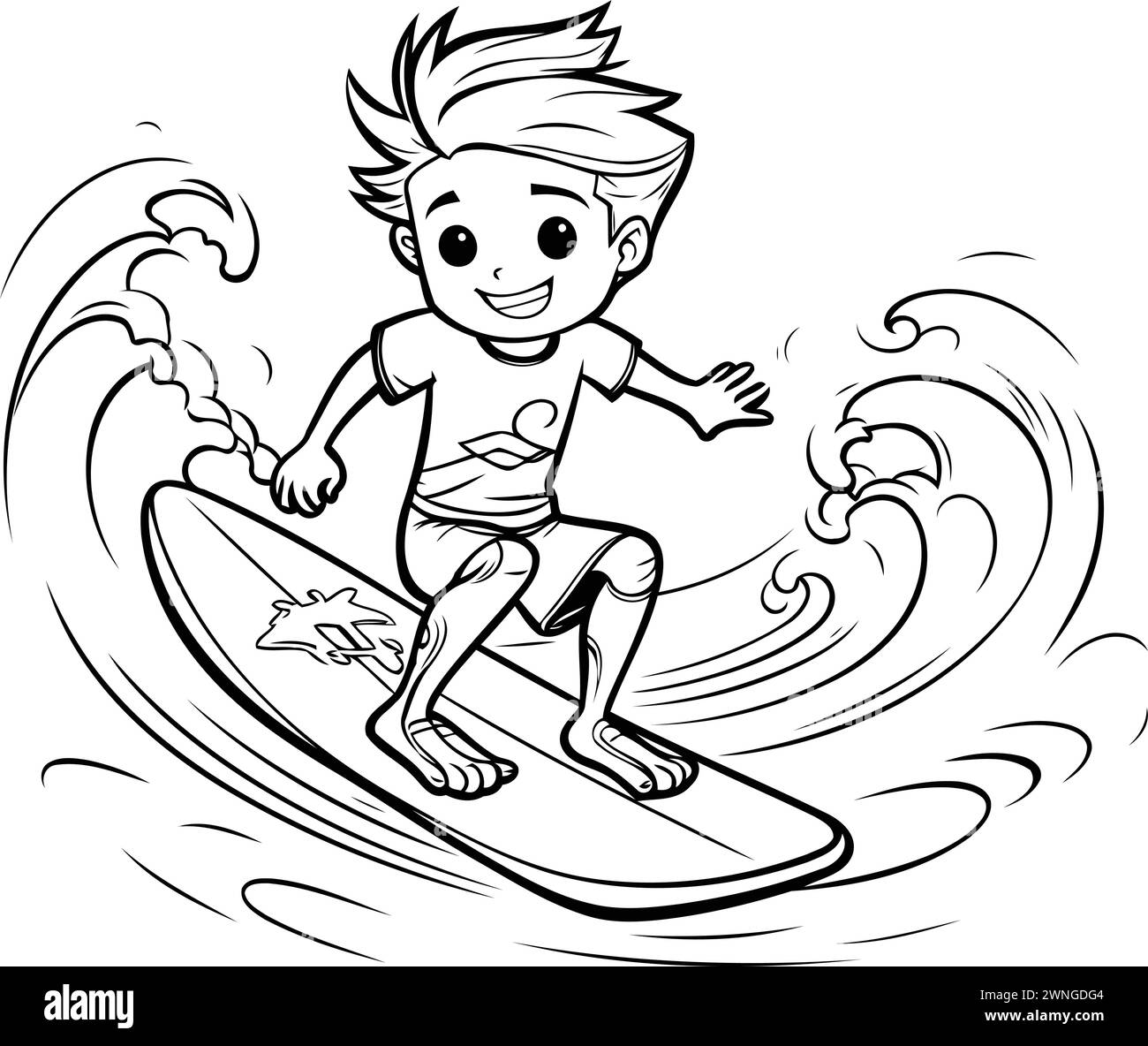 Surfing illustration book Black and White Stock Photos & Images - Alamy