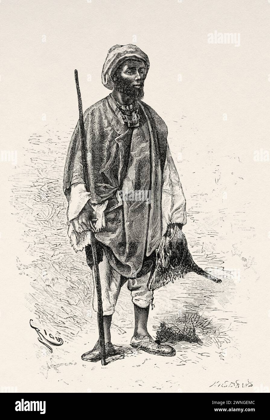Fara Moussa the chief of Tiguibiri, Guinea. Africa. Two campaigns in French Sudan, 1886-1888 by Joseph Simon Gallieni (1849 - 1916) Le Tour du Monde 1890 Stock Photo