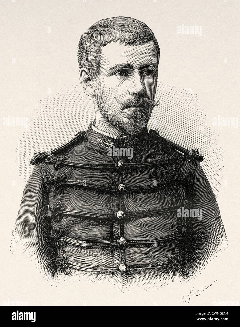 French Lieutenant Paul Lefort (1860-1902) Africa. Two campaigns in French Sudan, 1886-1888 by Joseph Simon Gallieni (1849 - 1916) Le Tour du Monde 1890 Stock Photo