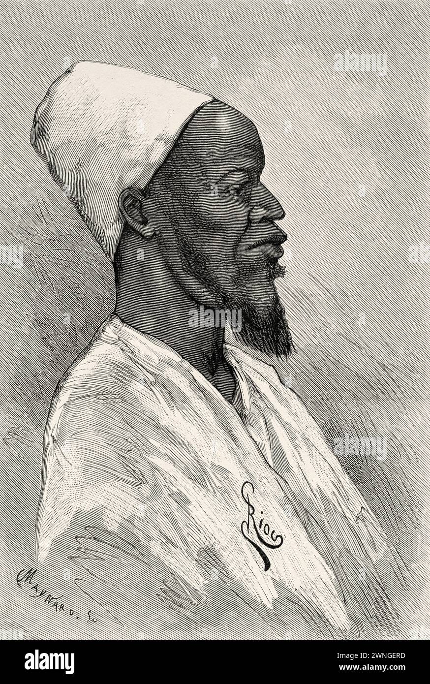 Chief Aguibou, Guinea. Africa. Two campaigns in French Sudan, 1886-1888 by Joseph Simon Gallieni (1849 - 1916) Le Tour du Monde 1890 Stock Photo