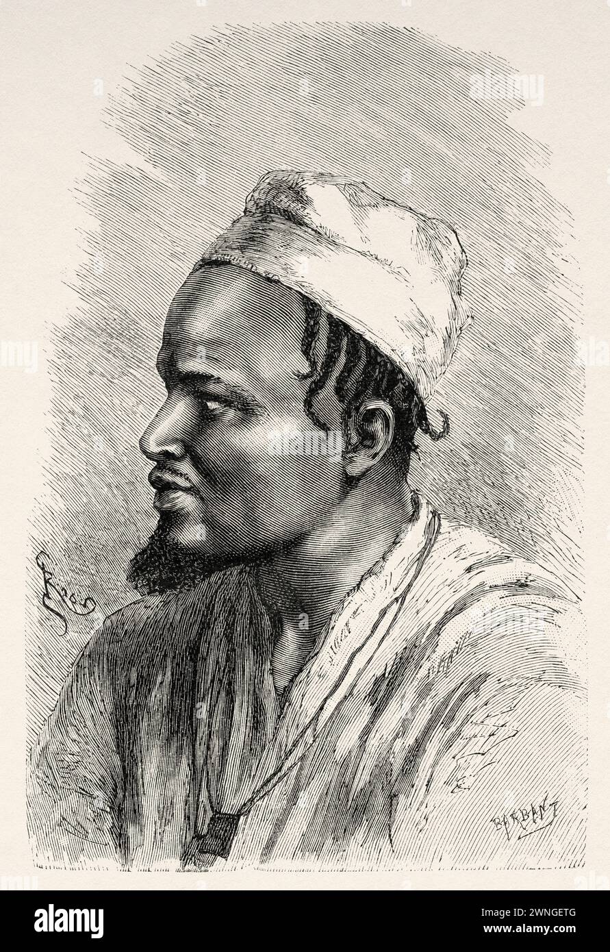 Alfa Mamadou Pathé, big brother of Almamy Bocar Biro Barry, last Overlord of Fouta before colonial penetration, Guinea. Africa. Two campaigns in French Sudan, 1886-1888 by Joseph Simon Gallieni (1849 - 1916) Le Tour du Monde 1890 Stock Photo