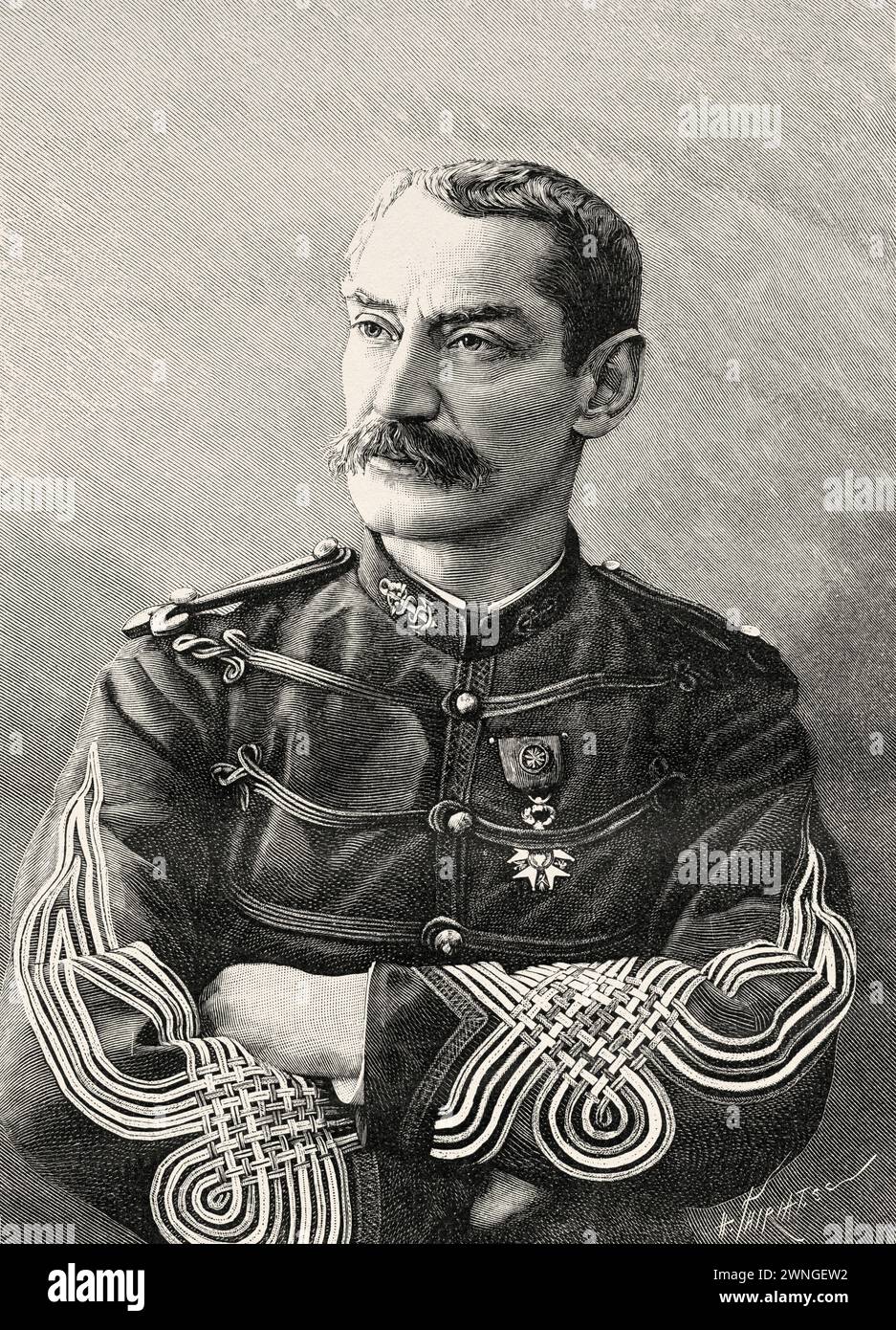 General Joseph Simon Gallieni (1849 - 1916) was a French military officer, military commander and administrator in the French colonies. Africa. Two campaigns in French Sudan, 1886-1888 by Joseph Simon Gallieni (1849 - 1916) Le Tour du Monde 1890 Stock Photo