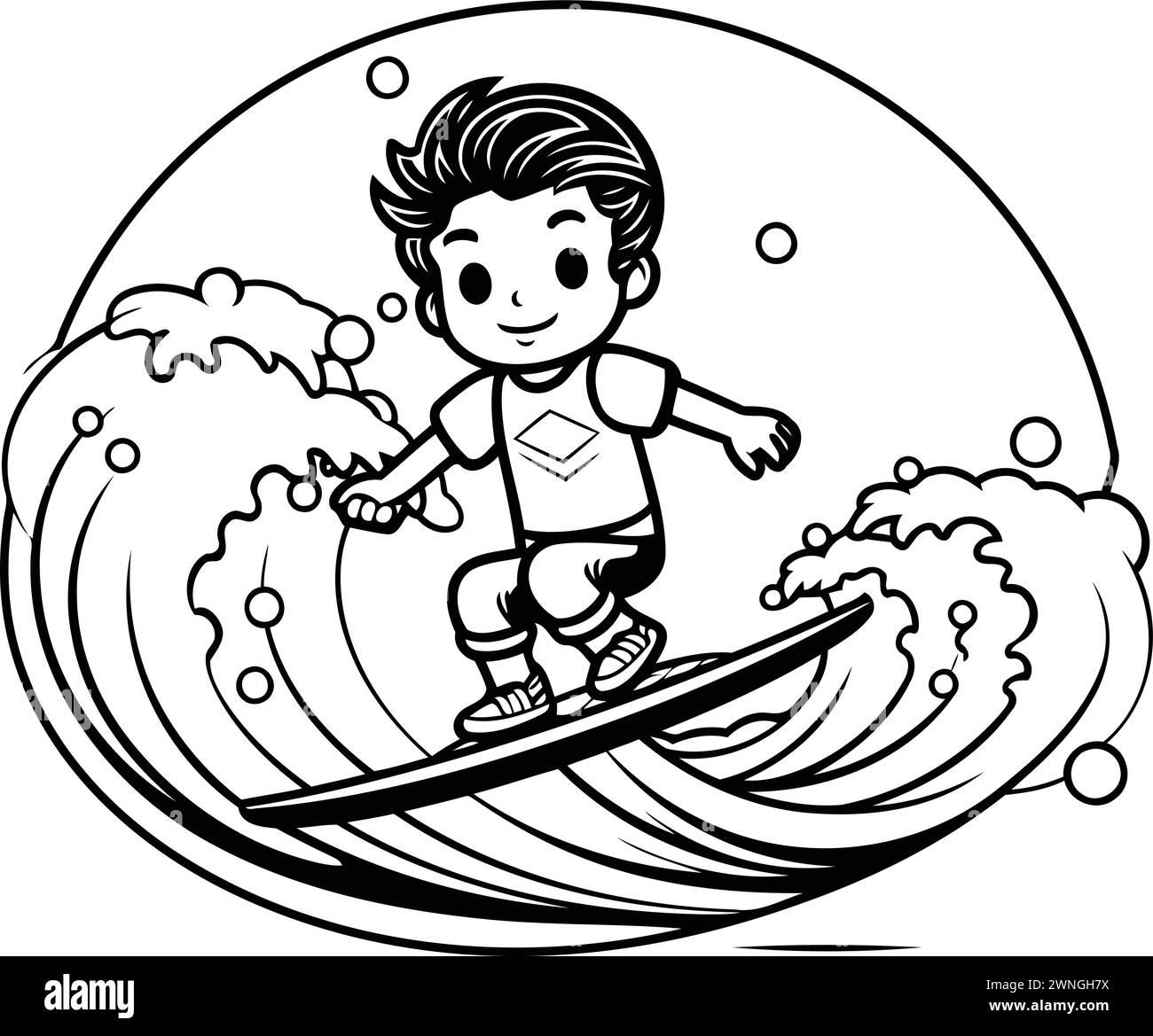 Surfing illustration book Black and White Stock Photos & Images - Alamy
