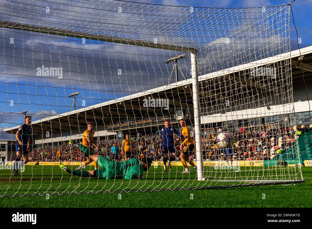 Maris of Mansfield Town scores his teams 1st goal during the EFL