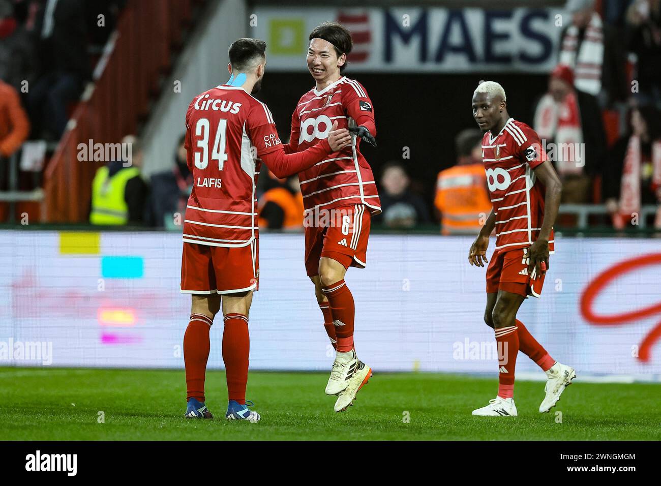 Liege, Belgium. 02nd Mar, 2024. Standard's Hayao Kawabe celebrates ...