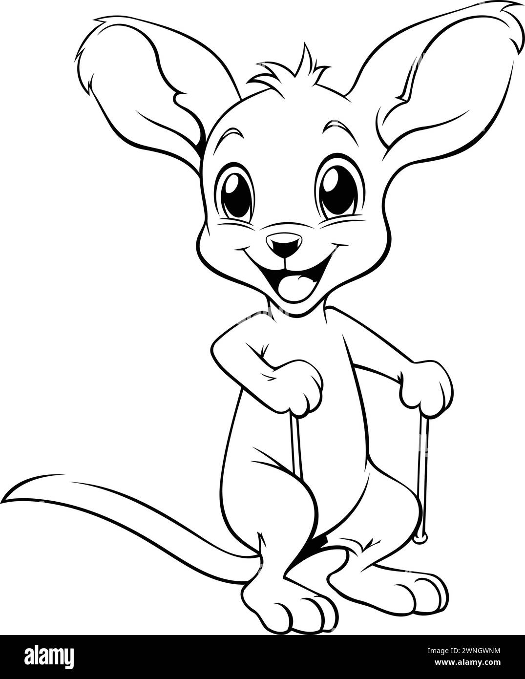 Cute kangaroo cartoon isolated on white background. Vector illustration. Stock Vector