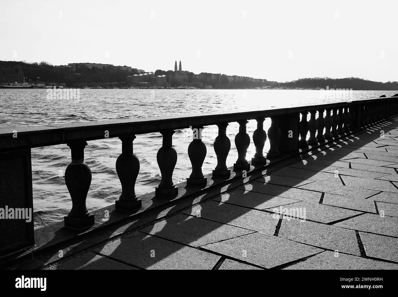 View of a railing at the river Stock Photo - Alamy