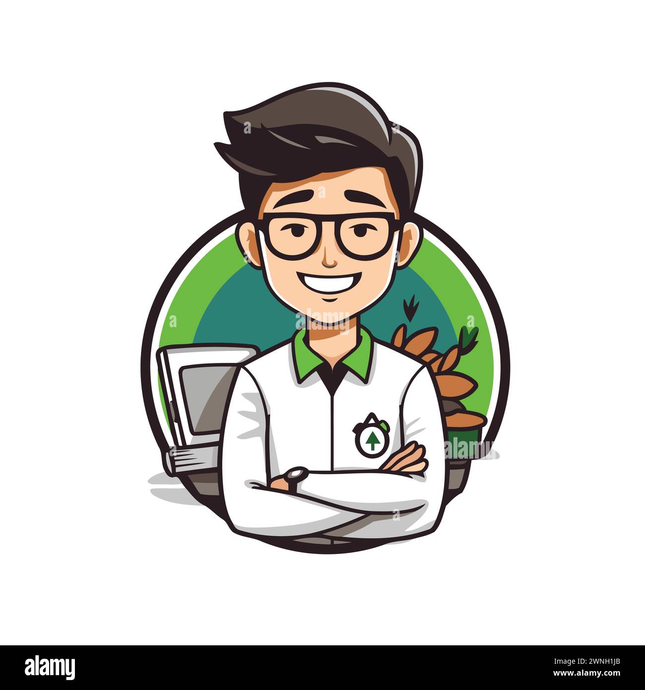 Coffee Shop Man Smiling Cartoon Mascot Illustration Stock Vector Image